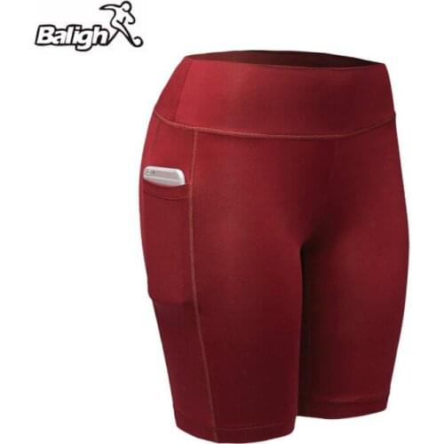 Balight Quick Dry Women Compression Shorts Elastic Running Fitness Gym Shorts With Pocket Feminino Fitness Workout Shorts