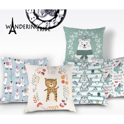 Cartoon Bear Pillow Case Alpaca Cushion Cover Llama Animal High Quality Decor Sofa Bed Throw Pillow Cases Covers Cushions Cojin