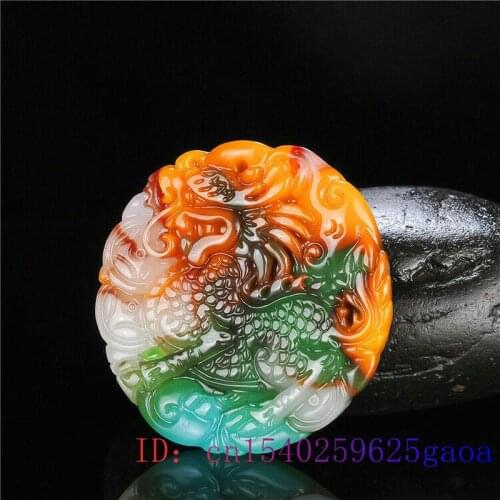 Colour Jade Qilin Pendant Chinese Jewelry Charm Dragon Gifts Amulet Necklace Fashion Women Carved Natural Jadeite