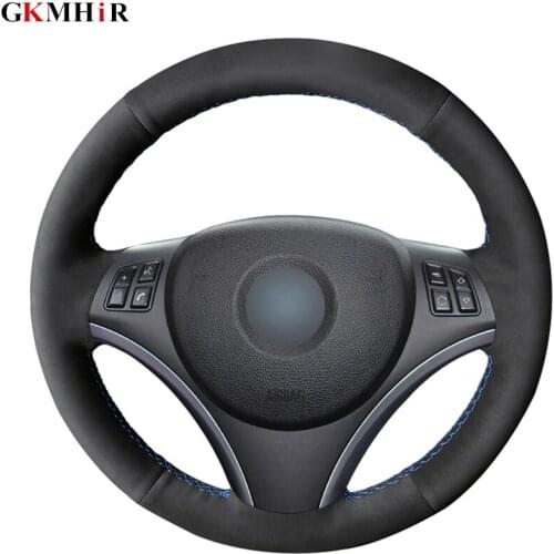 DIY Hand-stitched Black Suede Leather Car Steering Wheel Cover for BMW E90 325i 330i 335i E87 120i 130i 120d