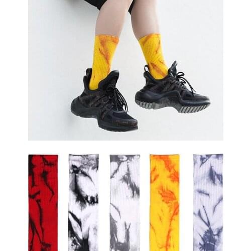 Men tie-dye socks long tube marble texture solid color cotton Harajuku skateboard personality hip-hop sports basketball socks