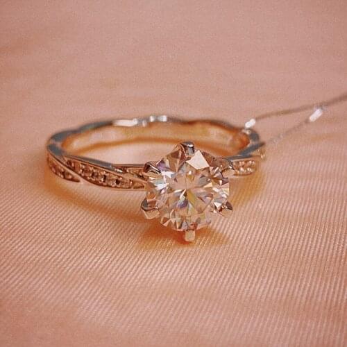 925 silver Moissanite ring 6-claw Twist shape luxury inlay Engagement Anniversary Ring 1ct DF color round excellent cut