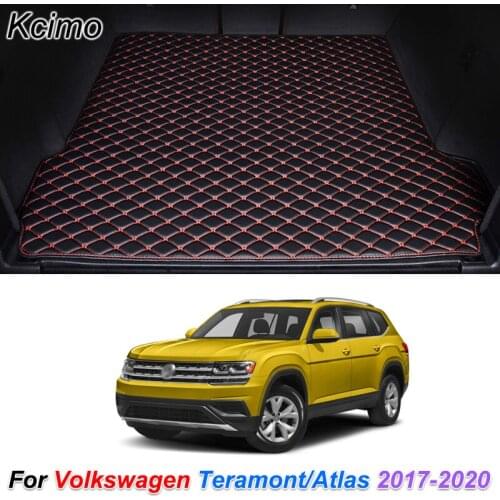 Leather Car Trunk Mats for Volkswagen Teramont Atlas 2017-2020 Rear Trunk Floor Mat Tray Carpet Cargo Liner Auto Accessories