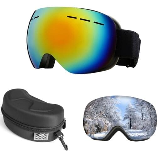 Ski Goggles Professional Anti-fog Double Lens UV400 Big Spherical Unisex Ski Glasses Adjustable Skiing Snowboard Goggles Durable