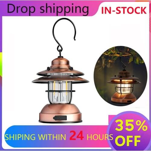 Mini Hanging Camping Lantern USB Outdoor Light Water Resistant Garden Lamp with 2 Lighting Modes for Garden Yard Camping Lantern