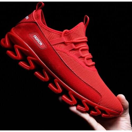 Men Running Shoes Blade Sole Mesh Breathable Sneakers Fashion Men Shoes Sport Gym Shoes 2020 New Autumn Lace-up Outdoor Footwear