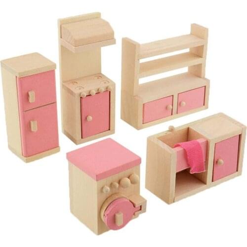 Mini Dollhouse Furniture Set Children Toy Model House Wooden Furniture Kit Kids Educational Toy simulation Furniture Toys Set
