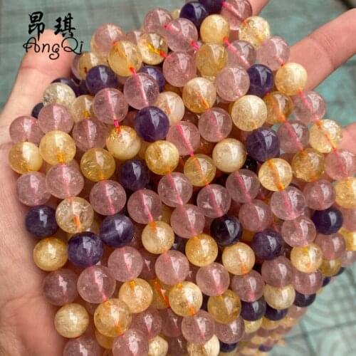 Natural Stone Super Seven Crystal Beads Amethysts Round Loose Spacer Beads 8 10mm Pick Size For Jewelry Making DIY Bracelet 15