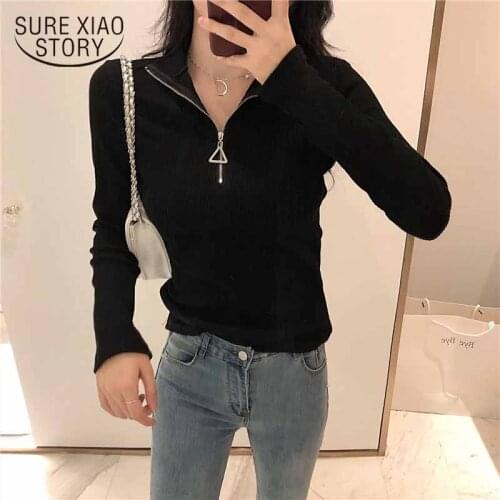 Autumn Winter Knit Sweater Korean Style Turtleneck Long Sleeve Sweater Hong Kong Slim Bottom Pullover Slim Fit Office Lady 11043
