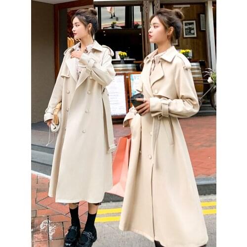 Newest Long Women’s Jacket’s Spring 2021 Loose Large Size Double Breasted Coat Female Korean Solid Casual Women’s Trench Coat