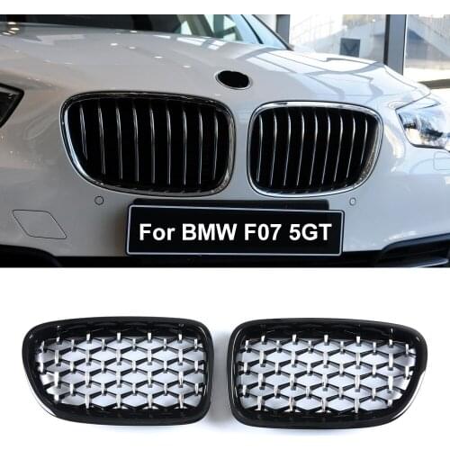 A Pair F07 Diamond Grille For BMW 5 Series GT F07 528i 535i 550i 2009-2017 Front Bumper Kidney Grilles Car Styling