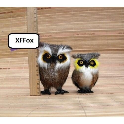 A pair of cute real life wings owl models plastic&furs owl dolls gift about 9cm, 12cm xf0498