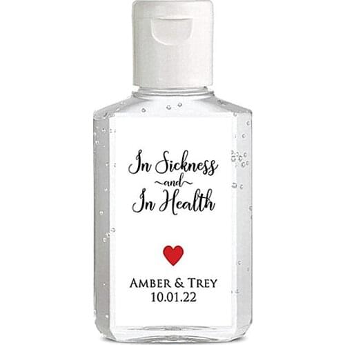 Custom Hand Sanitizer Labels In Sickness and in Health Wedding Favor Sticker,Mini Hand Sanitizer Sticker Sanitizer Sticker Heart