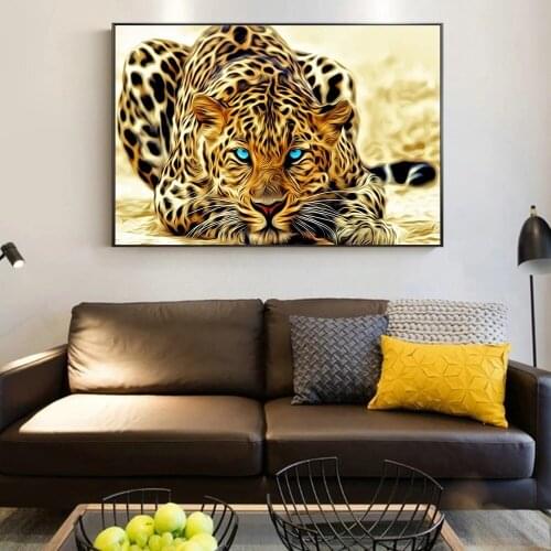 Golden Cheetah Posters And Prints Modern Animals Decorative Wall Pictures Leopard Canvas Paintings For Living Room Cuadros Decor