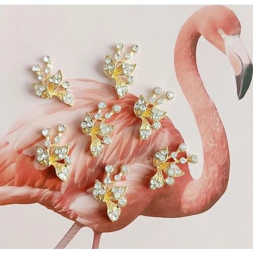 10 pcs/lot Alloy Butterfly Flower Rhinestone Buttons Clothing-Accessories Diy Handmade Hair Accessories Hairpin-Decoration