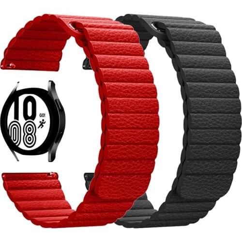 Magnetic Buckle Leather Watchband for Samsung Galaxy Watch 4 Classic 46/42mm Galaxy Watch4 44mm 40mm Band Bracelet 20 22mm Belt