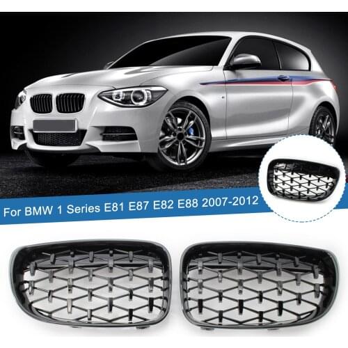 1 Pair Gloss Black Car Front Bumper Grilles Diamond Style Replacement Racing Grills For BMW 1 Series E81 E87 E82 E88 2007-2012