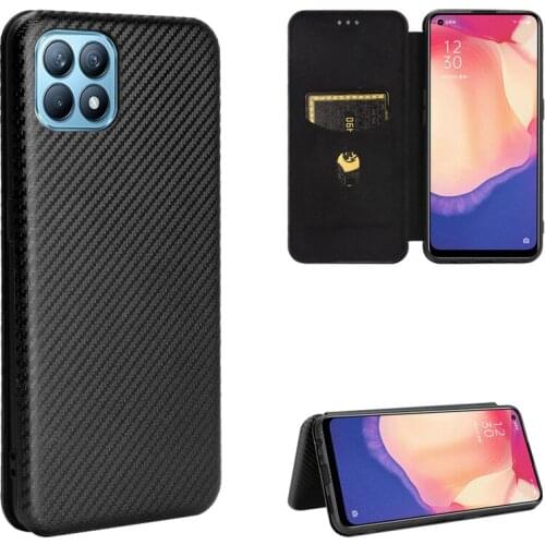 Luxury Carbon Fiber Pattern Phone Case For OPPO Reno4 SE Shockproof Cover