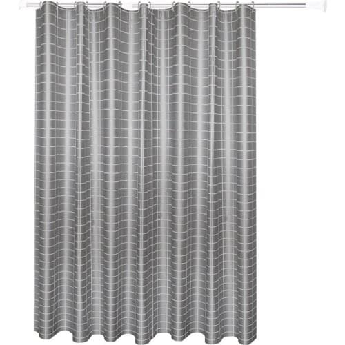 North European Grey Stripped Bath Shower Curtains Bath Screen for Home Hotel Bathroom Waterproof Mold Proof Curtain with Hooks
