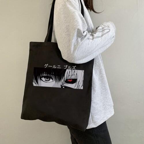 Manga Anime Tokyo Ghoul Shopping Bag Graphic Tote Harajuku Shopper Bag Women Canvas Shoulder Bag Female Ulzzang Eco Bag