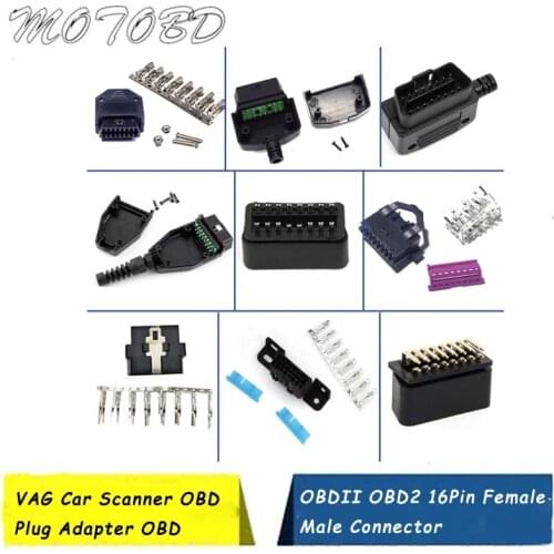 Universal OBDII OBD2 16Pin Female Male Connector for VAG Car Scanner OBD Plug Adapter OBD 2 Connector More Type Option