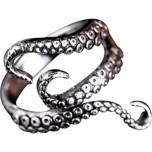 Vintage Punk Octopus Tentacle Sea Monster Silver Color Ring for Men Stylish Unique Titanium Steel Jewelry