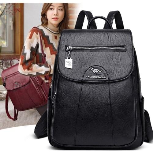 High Quality Leather Vintage Backpacks Women Luxury Designer Backpack High Capacity Shoulder Bag Lady Travel Backpack For Girls