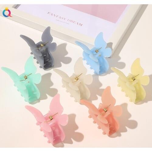 Hair claws Jelly Colorful Butterfly Shape Hairpins Metal Clips Trendy Hair Clip For Women Girl Accessories Hair QY123006