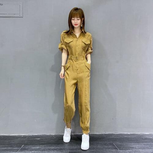 Women Pants Lapel Workwear Overalls 2021 Spring Leisure Pants Pantalones De Mujer