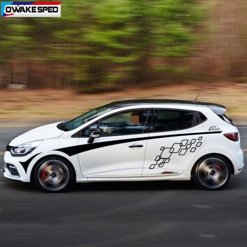 Racing Lattice Graphics Vinyl Decals Car Styling Waist Line Stripes Both Side Auto Door Body Decor Sticker For Renault Clio