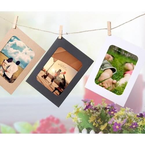 10Pcs 3Inch Paper Photo Flim DIY Wall Picture Hanging Frame Album+Rope+Clips Set Photos Frame For Family Home Decoration