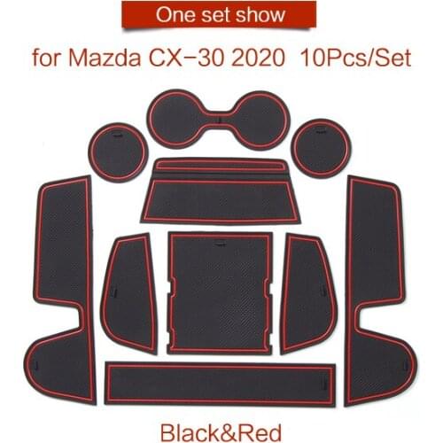 For Mazda Cx30 CX-30 2020 2021 Interior Accessories Gate slot mat Door Pad/Cup Non-slip mats Non-slip mats Car sticker 10set/pcs