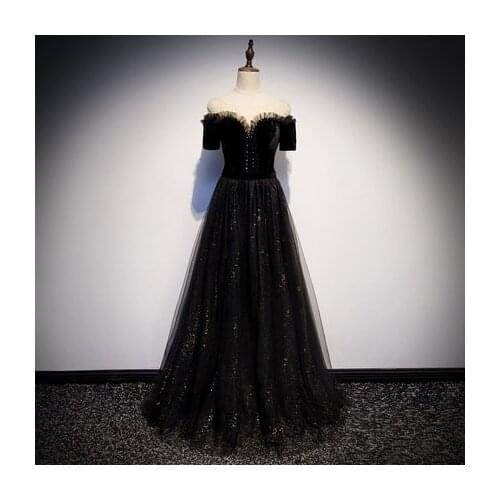 100%real black with golden sequin long dress medieval dress Renaissance gown Sissi princess Cosplay Victorian/Marie Belle Ball