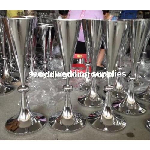 12pcs 65cm tall )sliver/Gold Metal Trumpet Vase For Flower Wedding Centerpiece senyu0509