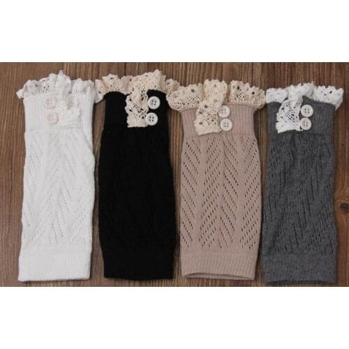120pairs/lot 2015 new lace boot sock with button leg warmer, lace trim boot cuff