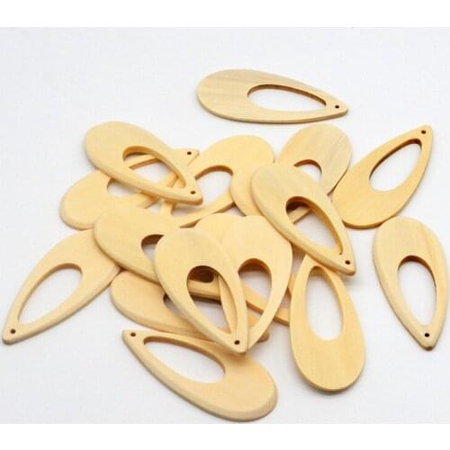 20pcs 60MM DIY wooden waterdrop drip earrings making charms white embryos logs solid wood beads jewelry accessories wholesale