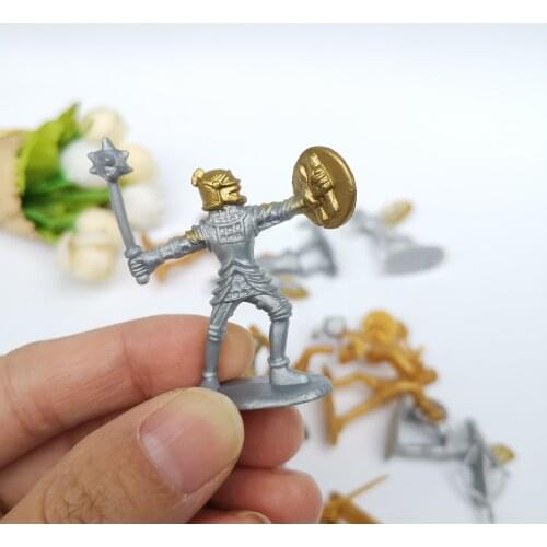 50pcs/lot Cartoon anime figures gold silver soldier war man model capsule doll home ornaments miniature