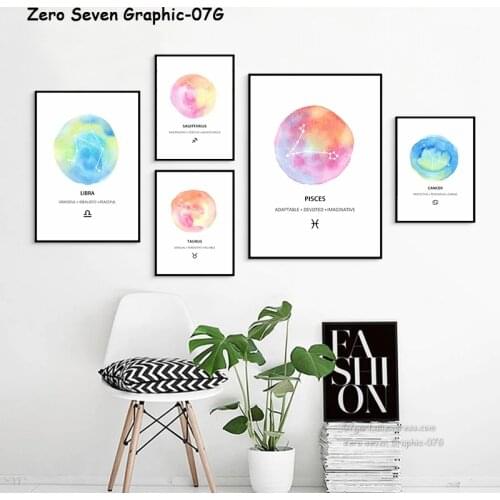 Watercolor Constellation Astronomy Zodiac Stars Canvas Painting Poster And Print Living Room Wall Art Decoration