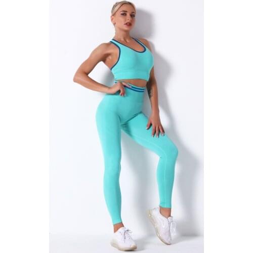 Seamless Women Suits Gym Fitness Sets Training Leggings Suits Push Up Sports Bras Sets Two Pieces Workout Sport Sets Active Wear