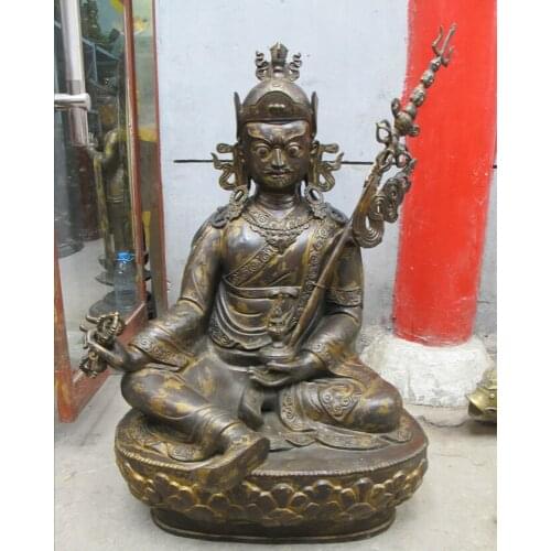 Bi002094 38"Huge Tibet Buddhism Temple Bronze gilded Padmasambhava Guru Rinpoche Buddha
