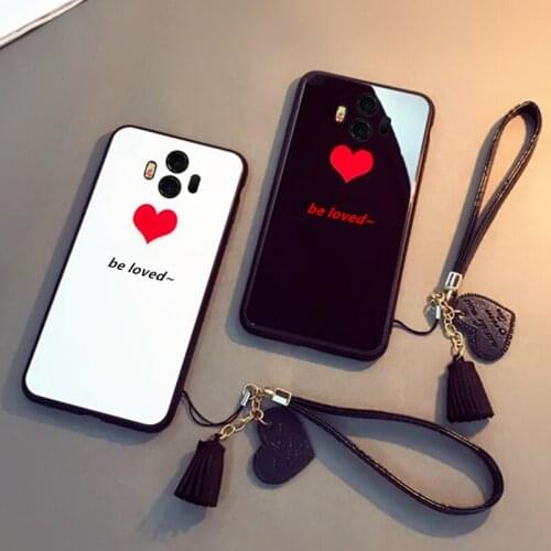 BONVAN Tempered Glass Hard Case For Xiaomi Redmi Note 4 4X Love Heart Lanyard Cover For Xiaomi Redmi 5 Plus Wristband Couqe Capa