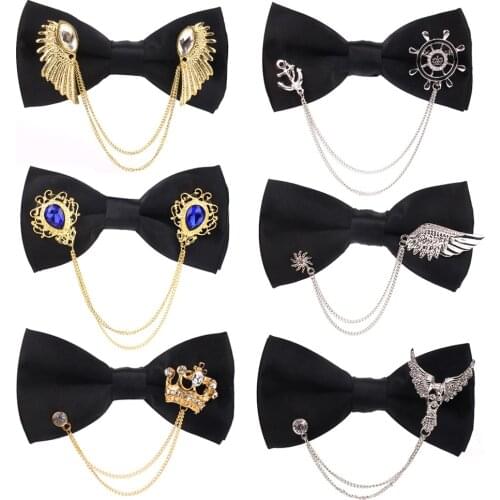 Men Black Bowtie Metal Decoratio Bow Tie For Men Women Uniform Collar Butterf Bowknot Adult Suit Bow Ties Cravats Male Bowties