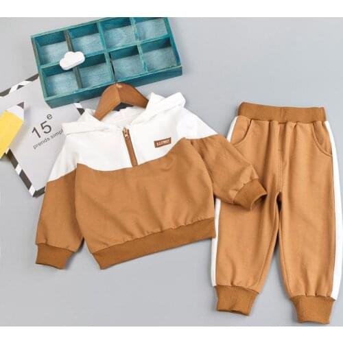 Boys Baby Clothing Girl Hooded Casual Clothes Set Fashion Patchwork Baby Boy T Shirt + Pants 1 2 3 4Y