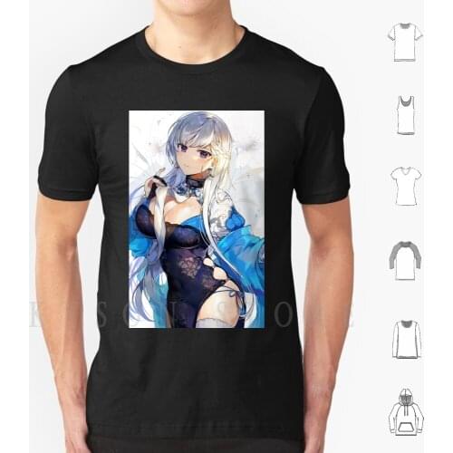 Azur Lane-Belfast T Shirt Diy Big Size Cotton Azur Lane Belfast Big Tits Boobs Oppai Cleavage Thigh Highs Stockings Thighs