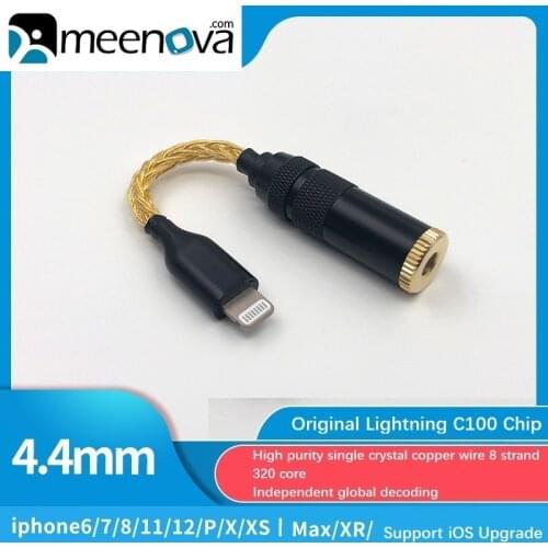 HIFI DAC Earphone Amplifier Lightning to 4.4 mm Headphone Jack Adapter, Converter, crystal copper wire 8 strand 320 core, 3.5mm