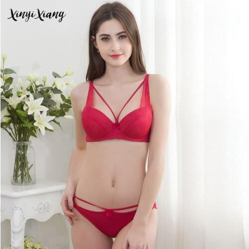 Lace Lingerie Set Plus Size Comfortable Sexy Underwear Suit Push Up Bra Sexy Lady Hollow Underwear Set Sujetador Biustonosz