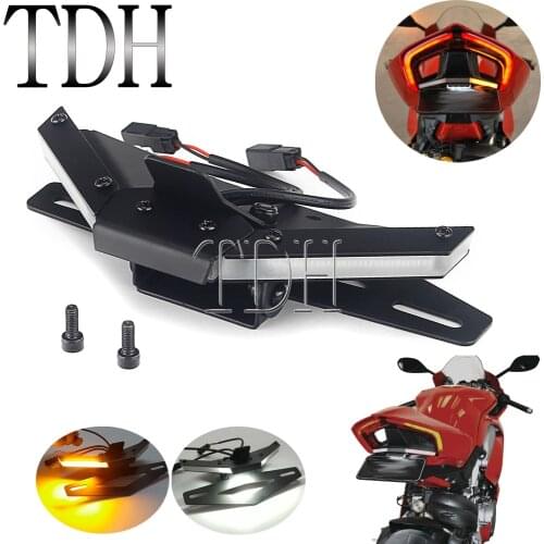 Moto License Plate Braket Holder Tail Light Brake Turn Signals LED Light Tidy Fender Eliminator For Ducati V4 V4S V2 2020 2021