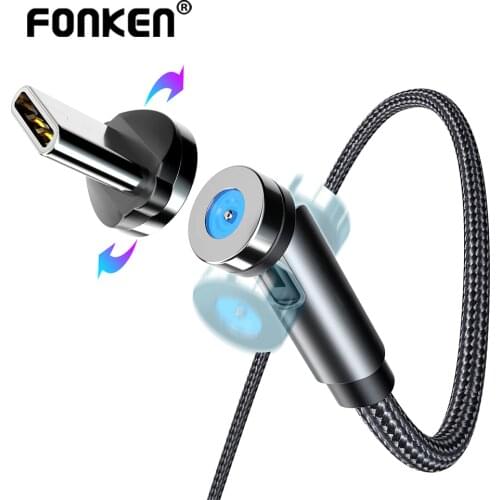 FONKEN Magnetic Cable 540 Rotate Type C Magnetic Charging Cable Micro USB Magnet Charger Cord Mobile Phone Cable For Iphone 11 8