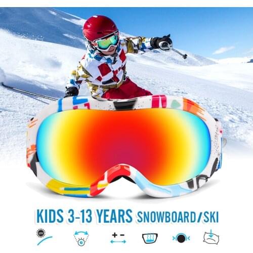 Onedoyee Professional Children Snowboard Goggles Kids Ski Goggles Skiing Glasses Eyewear Anti-fog Snow Glasses for 3-13 years