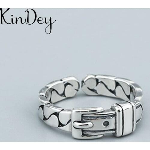 Punk Fancy Silver Color Belt Rings for Women Men Large Adjustable Size Rings aneis